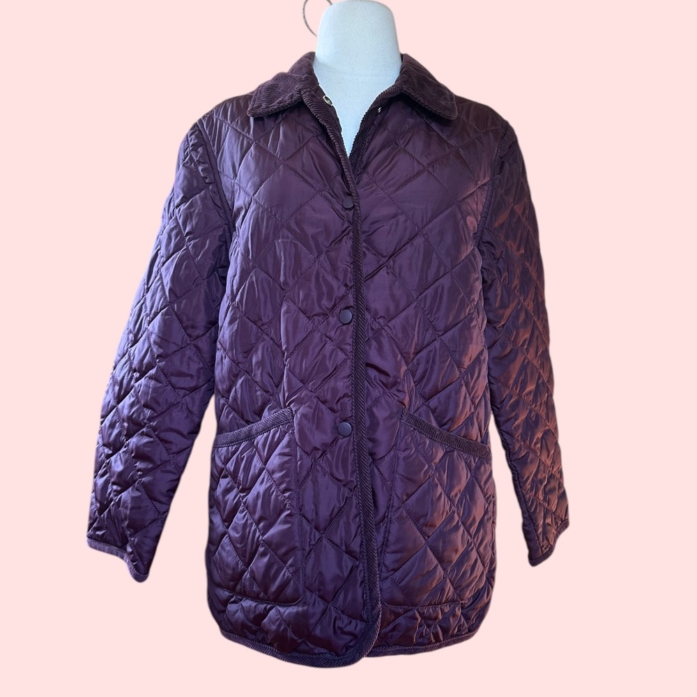 Vintage GAP burgundy quilted‎ jacket with corduroy collar size small medium